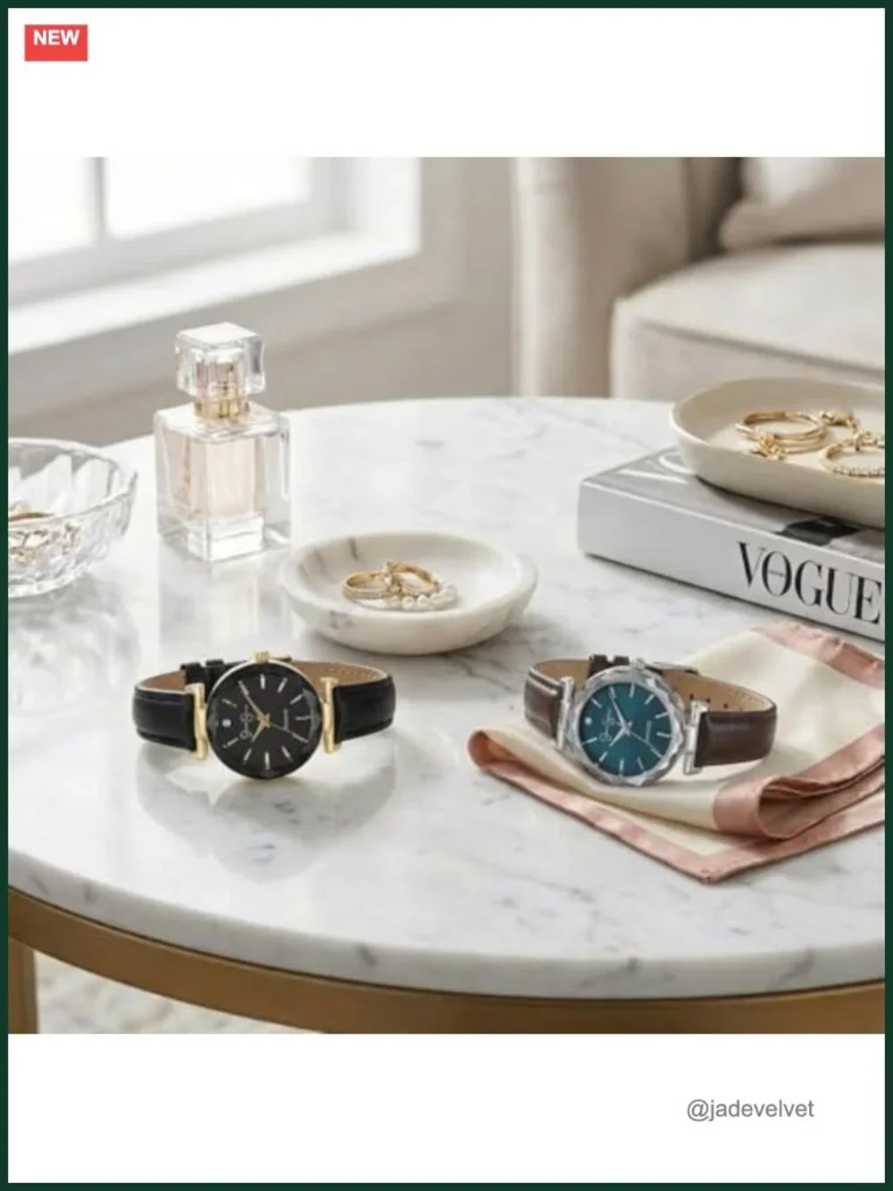Womens Dress Watch Quartz Vegan Leather Band Crystal Diamond Face